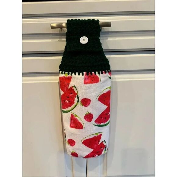 Crochet Top Kitchen Towel-Watermelon Slices - Picture 1 of 2